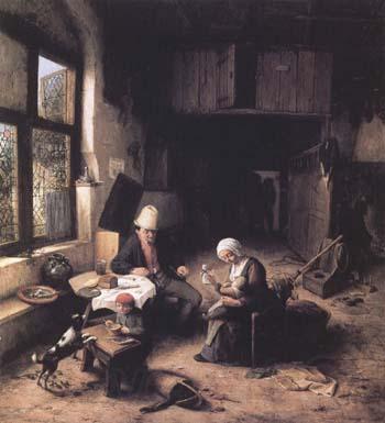 Ostade, Adriaen van Interior of a Peasant's Cottage (mk25 Spain oil painting art